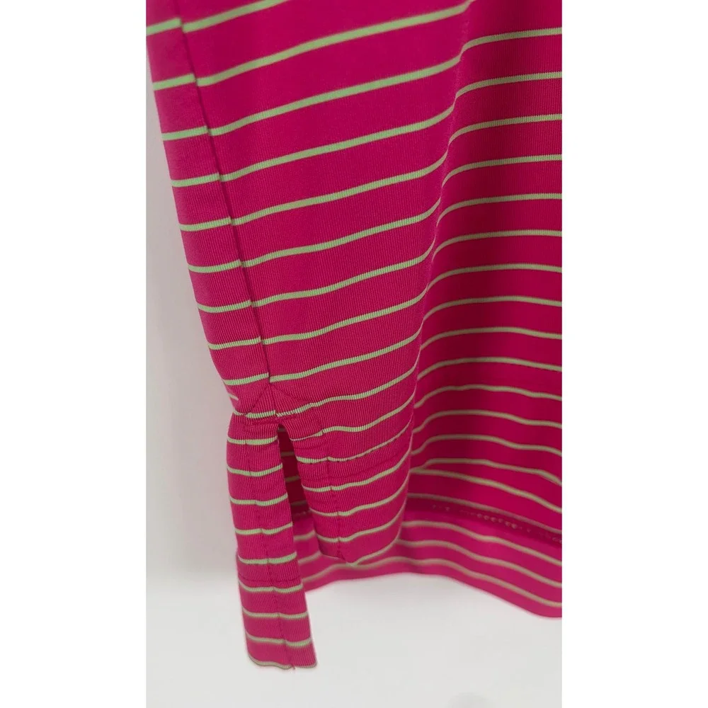 FootJoy Mens ProDry Golf Polo Shirt Pink Lime Green‎ Striped Performance Large